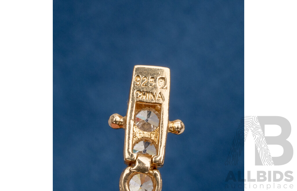 925 Sterling Silver Gold Plated Tennis Bracelet With Cubic Zirconias. Length - 19.5cms