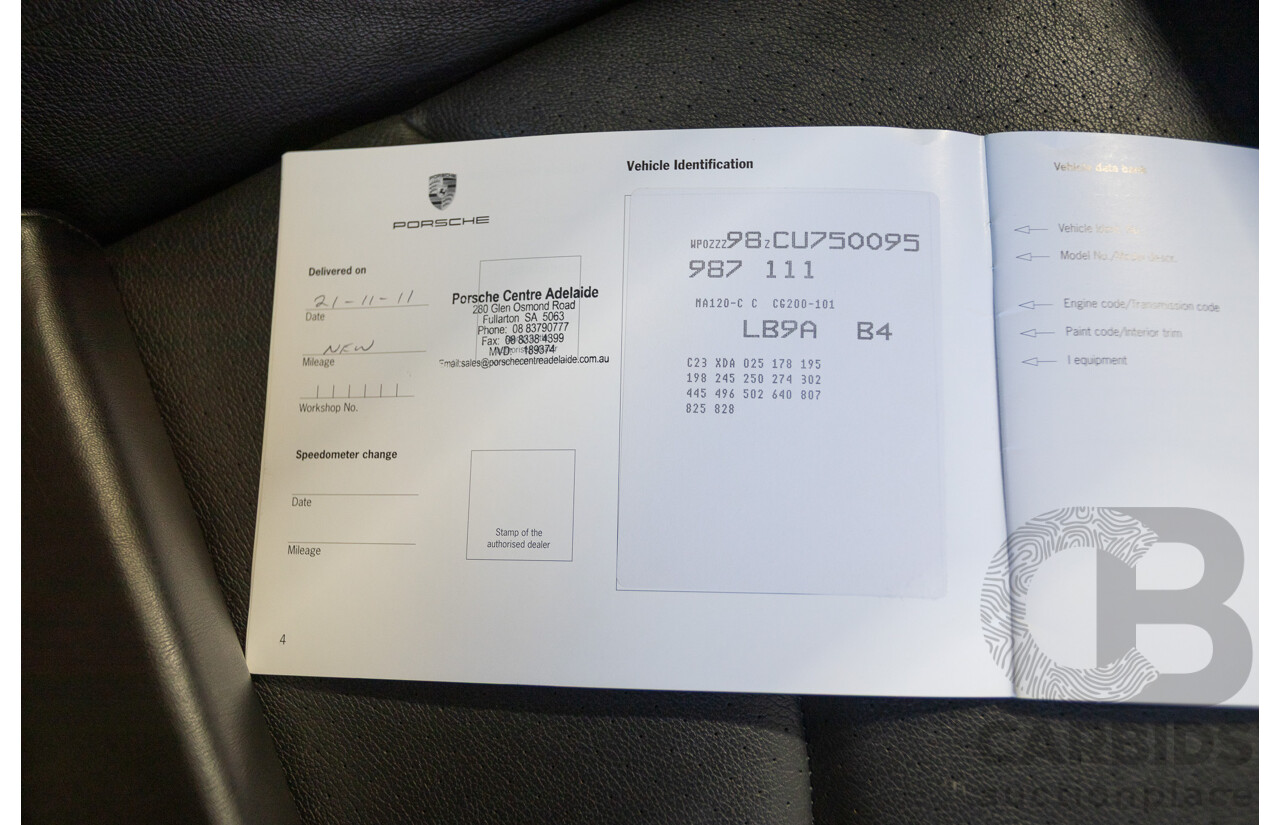 7/2011 Porsche Cayman 987 MY11 2D Coupe Carrara White 2.9L