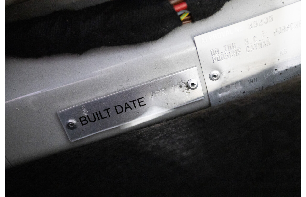 7/2011 Porsche Cayman 987 MY11 2D Coupe Carrara White 2.9L