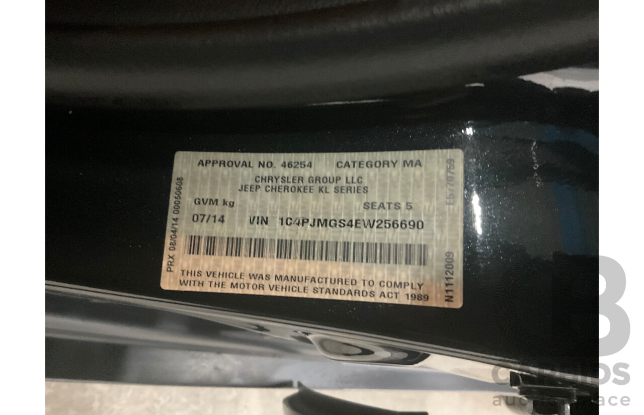 7/2014 Jeep Cherokee Longitude (4x4) KL MY15 4d Wagon Brilliant Black Pearl 3.2L