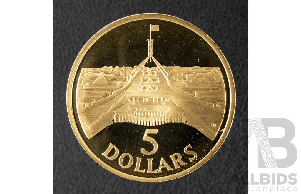Australian 1988 Proof Five Dollar Coin, New Parliament House