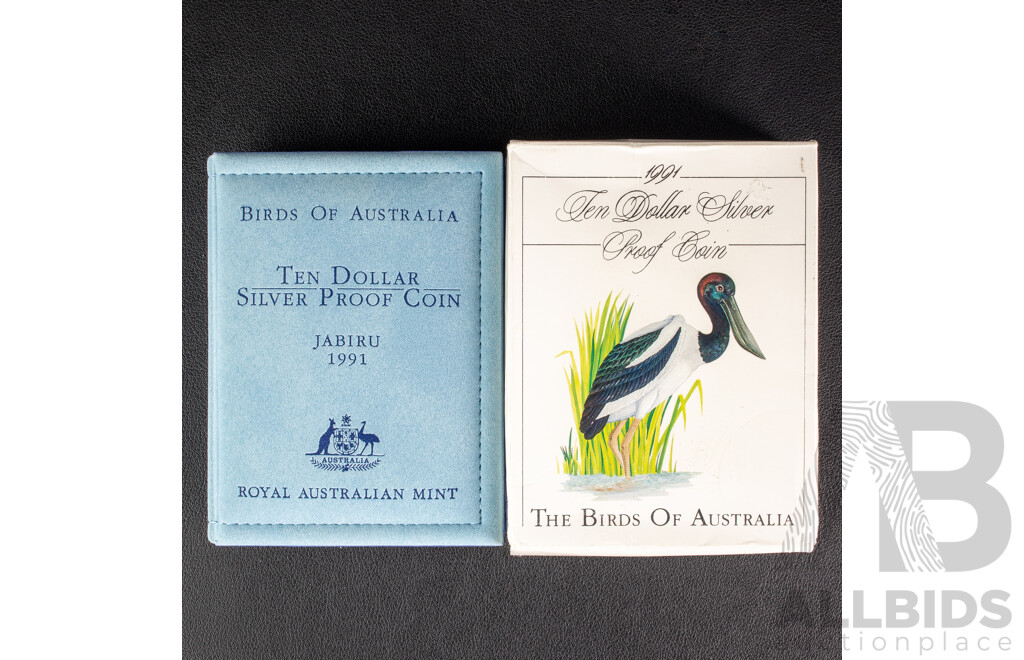 Australian RAM 1991 Ten Dollar Silver Proof Coin, Jabiru.