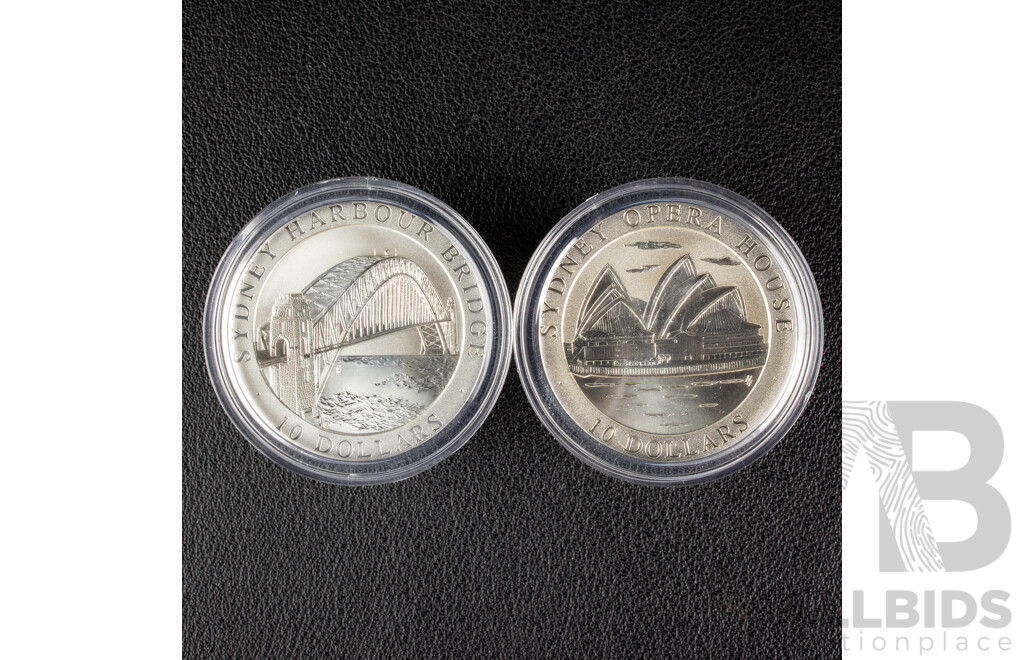 Two Australian 1997 Australian Proof Ten Dollars, Coins of the Harbour City Proof. 