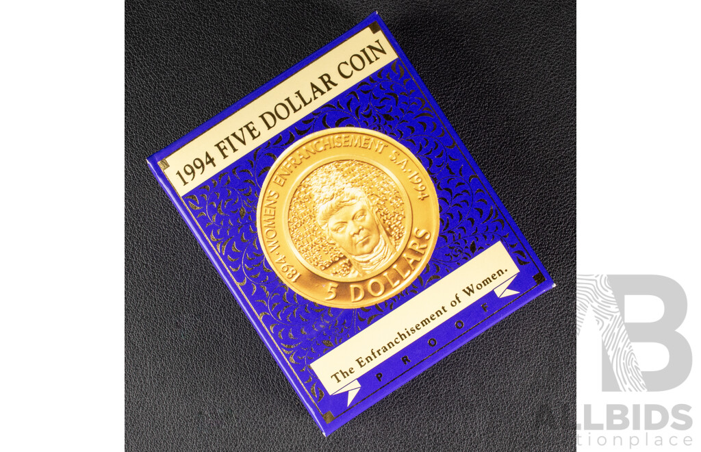 Australian RAM 1994 Proof Five Dollar Coin, Enfranchise of Women 28 grams Bronze Alloy