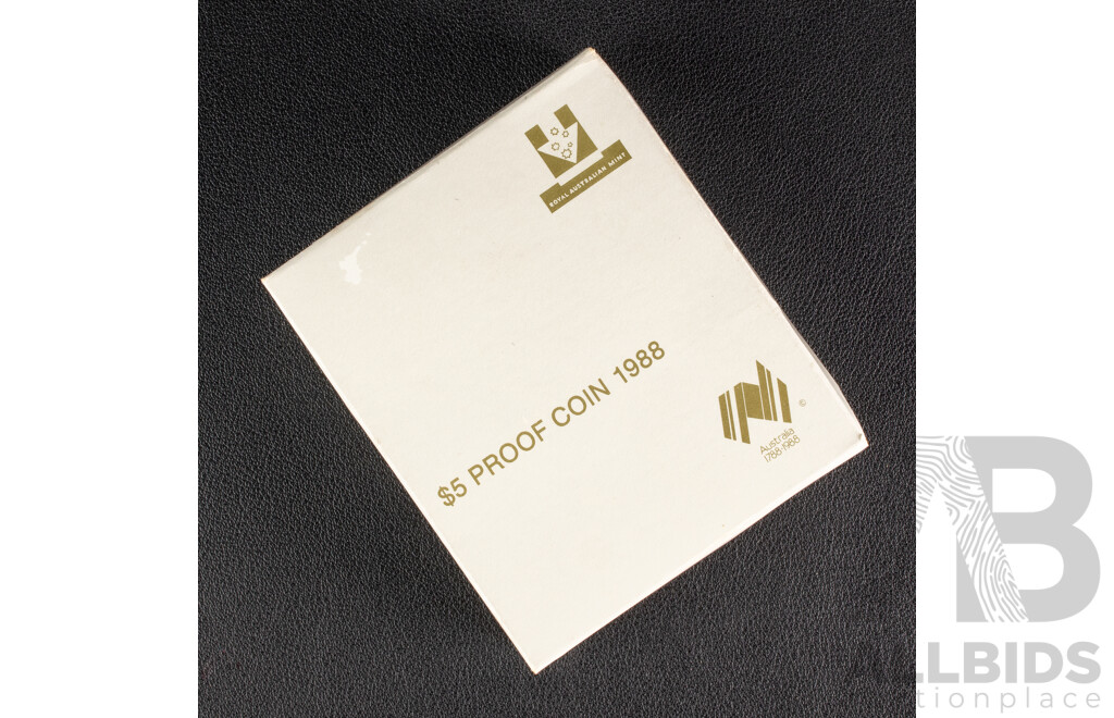 Australian RAM 1988 Five Dollar Proof Coin, New Parliament House, 1981 Fifty Cent, Charles and Diana