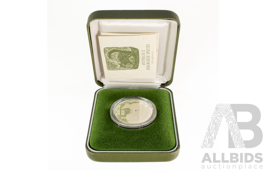 Australian RAM 1995 Piedfort Silver Proof Ten Dollar Coin, Endangered Species, Numbat.