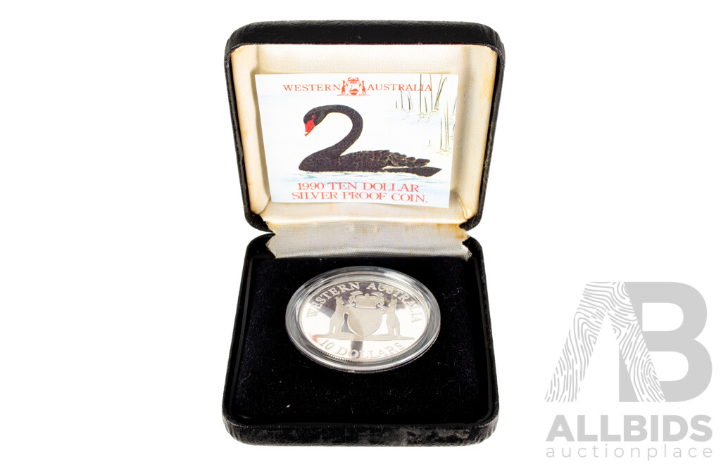 Australian RAM 1990 Proof Silver Ten Dollar Coin, State Seies, Western Australia.