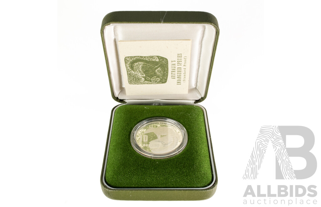 Australian 1995 Silver Ten Dollar, Endangered Species, Numbat 