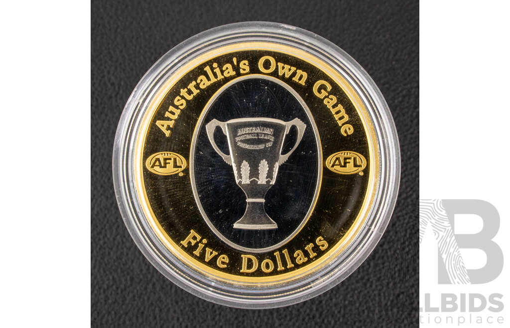 Australian 2004 Gold Plated Five Dollar Coin, AFL 130 years on 