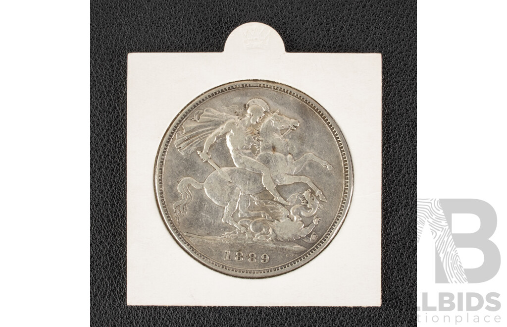 United Kingdom 1889 Queen Victoria Silver Crown .925