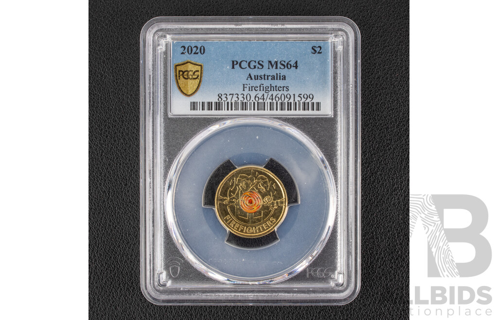 Australian 2020 Two Dollar Coin, Firefighters coin. PCGS MS64 Choice UNC.