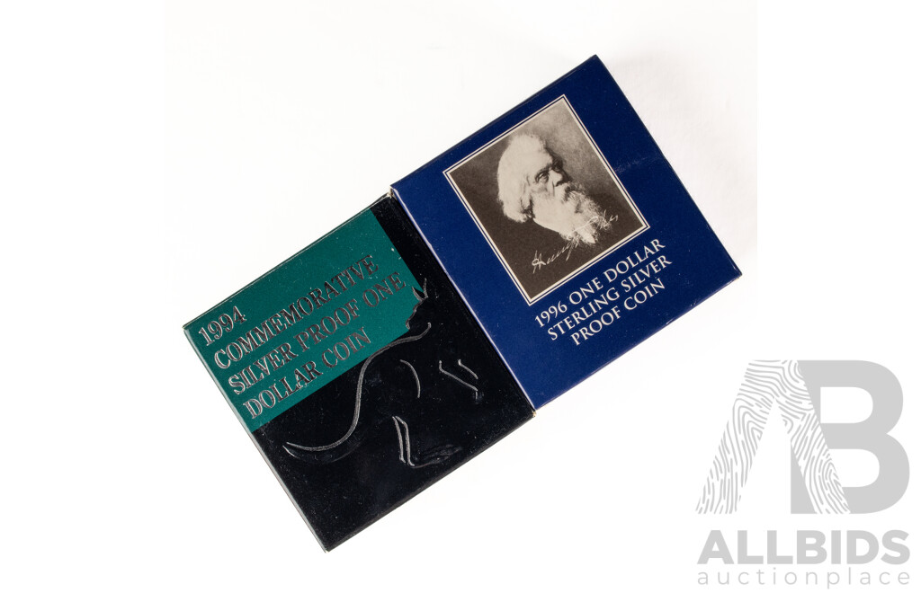 Australian RAM 1994 and 1996 Silver Proof One Dollar Coins, Henry Parkes and Anniversary 