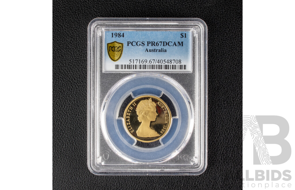 Australian RAM 1984 One Dollar Coin. First Year Issue, PCGS Grade Proof 67 DCAM