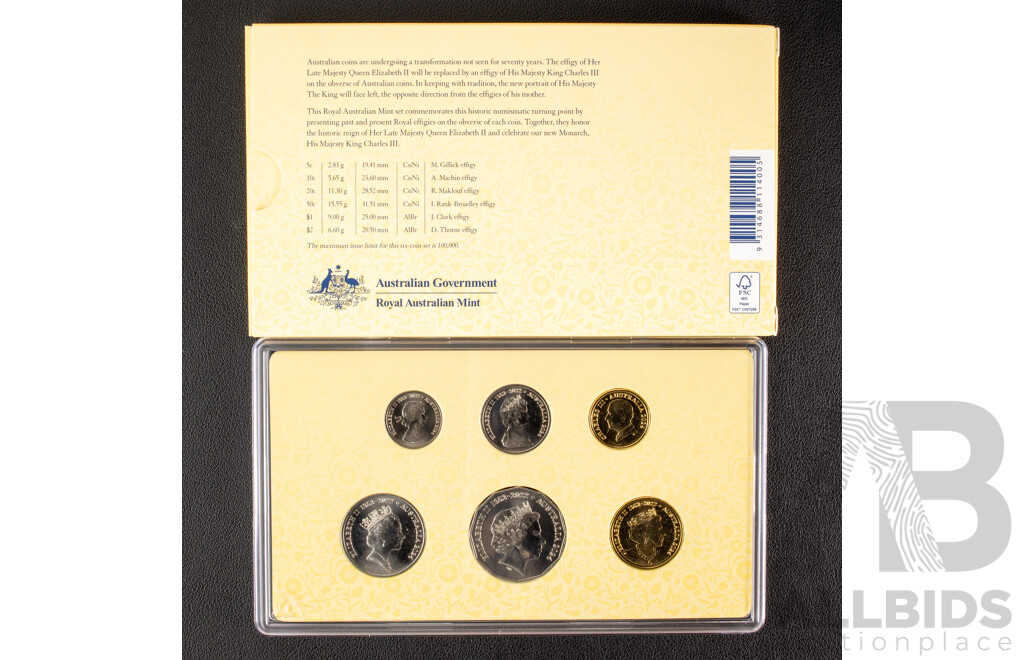 Australian 2024 Six UNC Coin Set, Change of Monarch