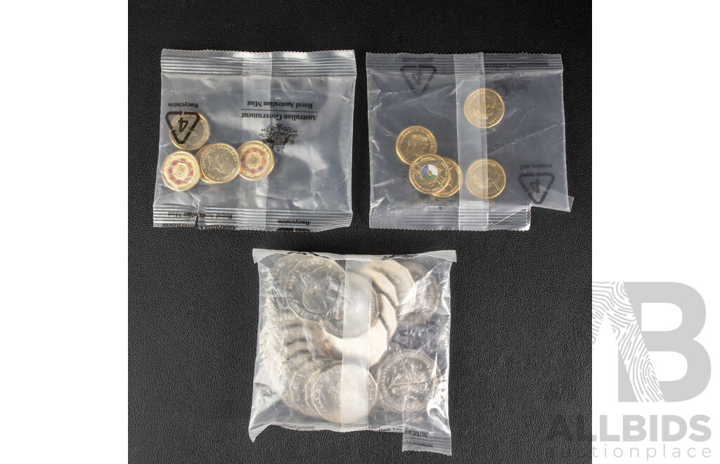 Australian RAM UNC Commemorative Coins Including Five Two Dollars 2025 Remembering WW2, Five Two Dollars 2020 Seventy Five Years End of WW2, Twenty 2024 Fifty Cents, Fifty Years of NAIDOC Committee