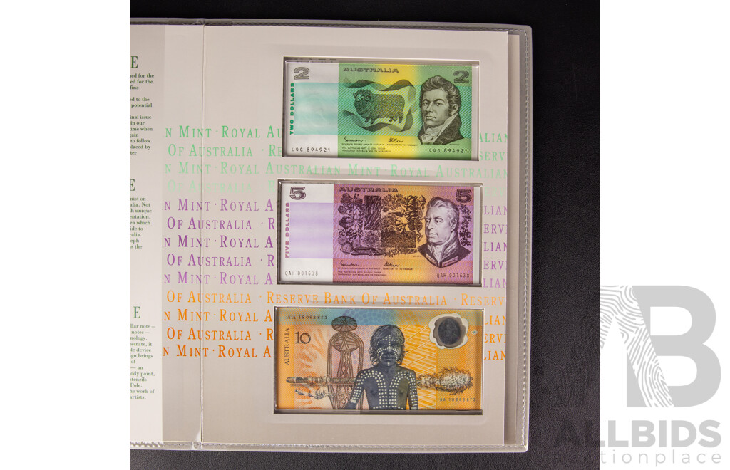 Australian RAM 1988 Bicentennial Coin and Note Collection Folder, Includes Silver Ten Dollar Coin and Commemorative Ten Dollar Note