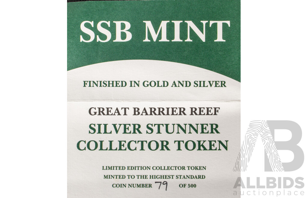 Three Australian Silver Stunner Tokens Including Ned Kelly, Great Barrier Reef and Australian Kangaroo