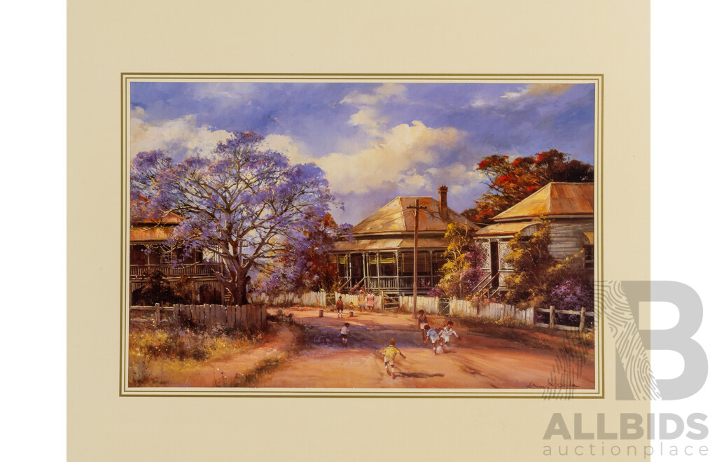 Elioth Gruner (19/20th C., Australian, 1882-1939), Spring Frost & d'Arcy W. Doyle (20th C., Australian, 1932-2001), Hopscotch x 3 Others, Wonderful Colour Reproduction Prints, 40 x 50 cm (4)