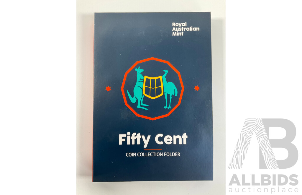 Australian RAM Fifty Cent Coin Collection Folder, Examples Spanning 1970 to 2019