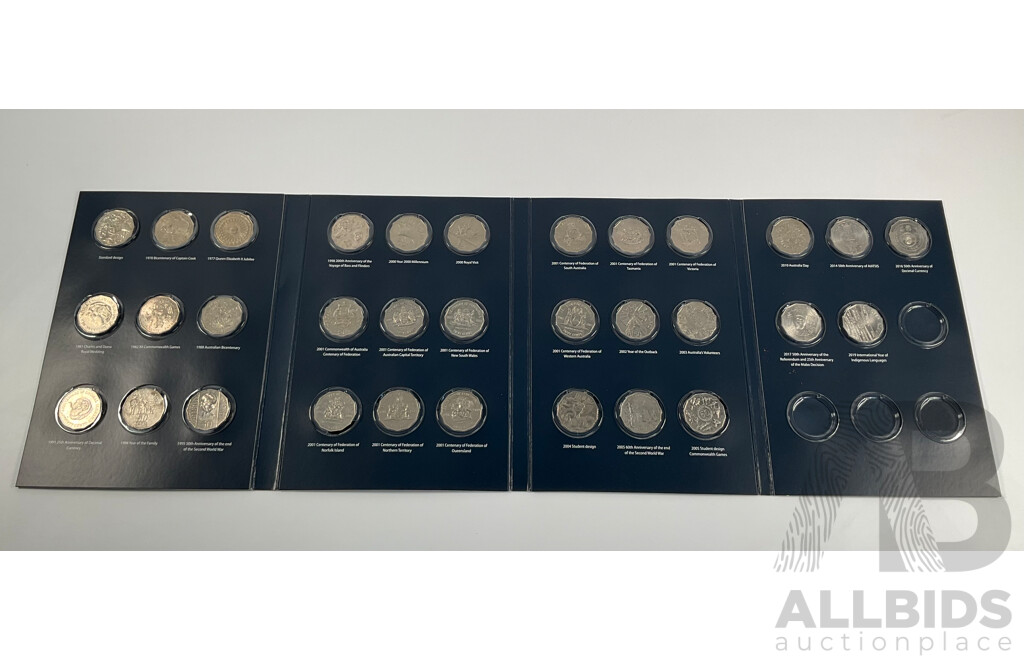 Australian RAM Fifty Cent Coin Collection Folder, Examples Spanning 1970 to 2019