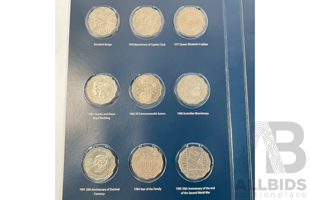 Australian RAM Fifty Cent Coin Collection Folder, Examples Spanning 1970 to 2019