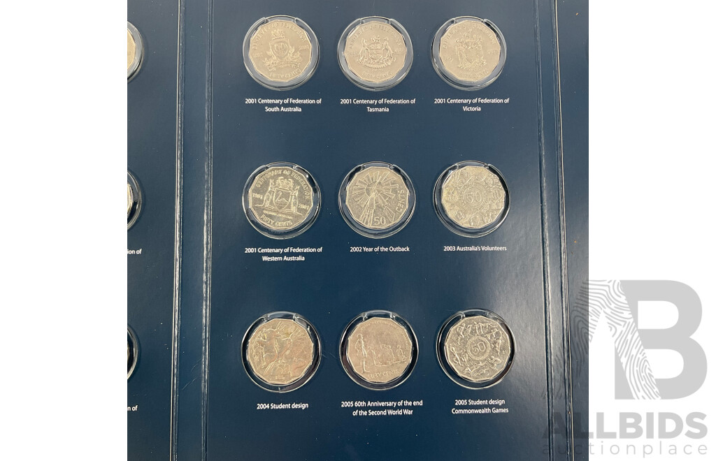 Australian RAM Fifty Cent Coin Collection Folder, Examples Spanning 1970 to 2019