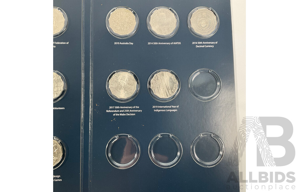 Australian RAM Fifty Cent Coin Collection Folder, Examples Spanning 1970 to 2019