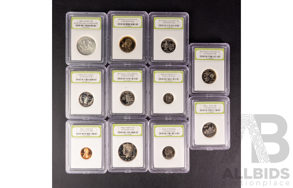 USA 1968 Kennedy Silver Half Dollar, Denver Mint .400 with 2000 High Grade Set, San Fransisco Mint