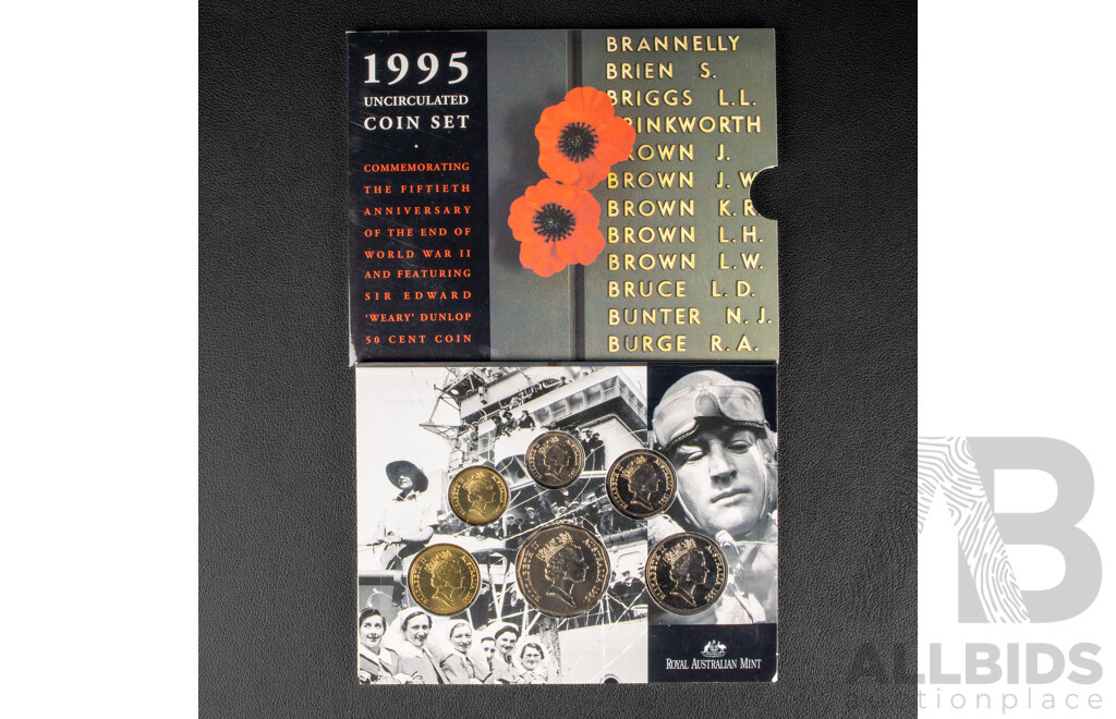 Australian RAM 1995 Six UNC Coin Set, Fiftieth Anniversary of the End of WWII
