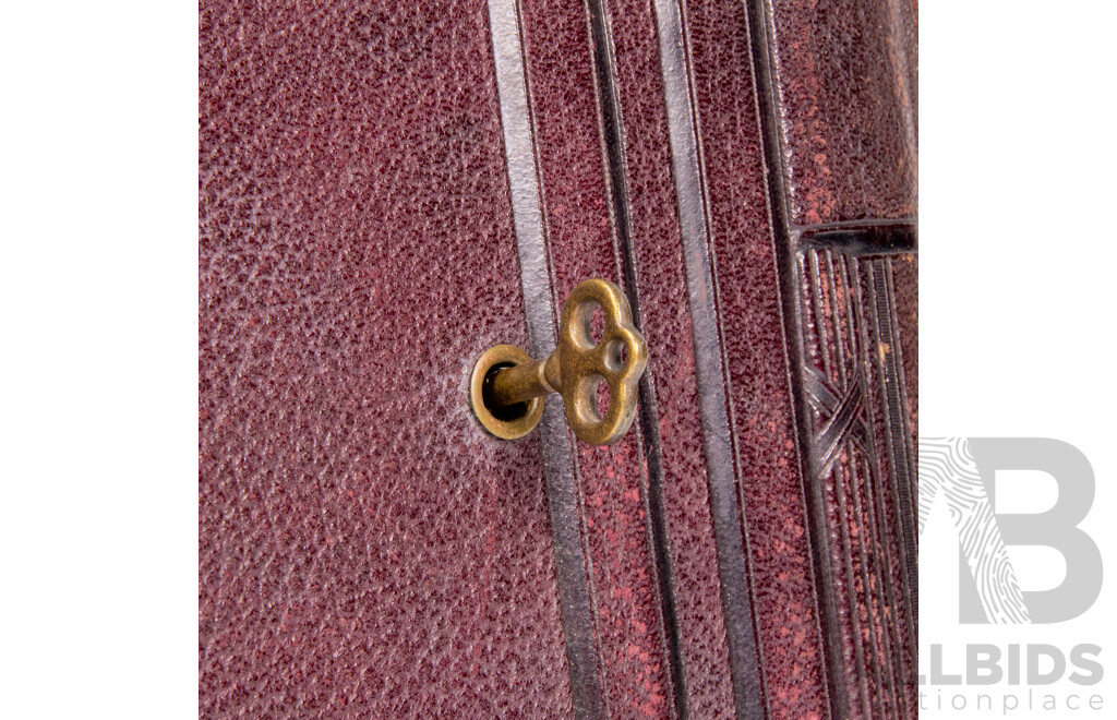 Antique Leather Bound Music Box Photo Album