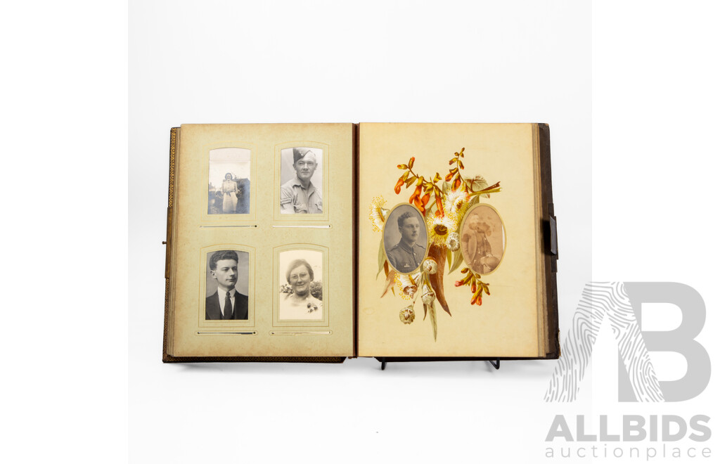 Antique Leather Bound Music Box Photo Album