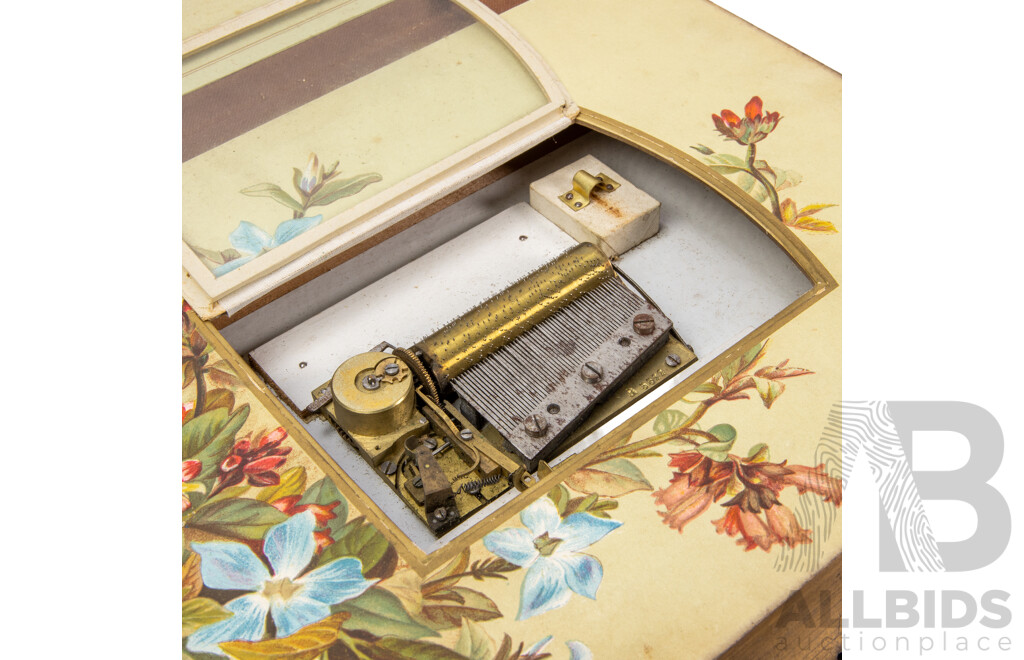 Antique Leather Bound Music Box Photo Album