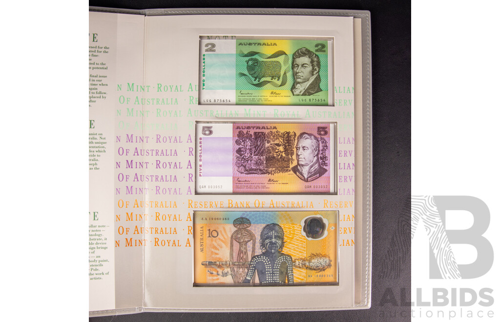 Australian RAM 1988 Bicentennial Coin and Note Collection Folder, Includes Silver Ten Dollar Coin and Commemorative Ten Dollar Note