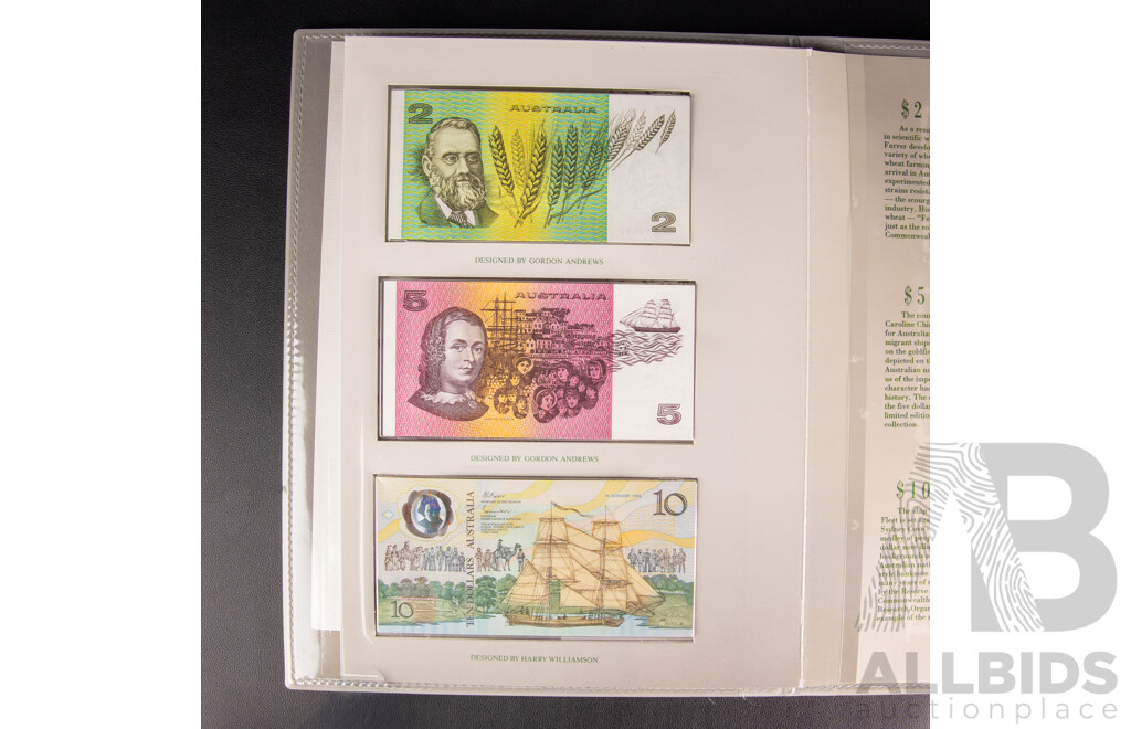 Australian RAM 1988 Bicentennial Coin and Note Collection Folder, Includes Silver Ten Dollar Coin and Commemorative Ten Dollar Note
