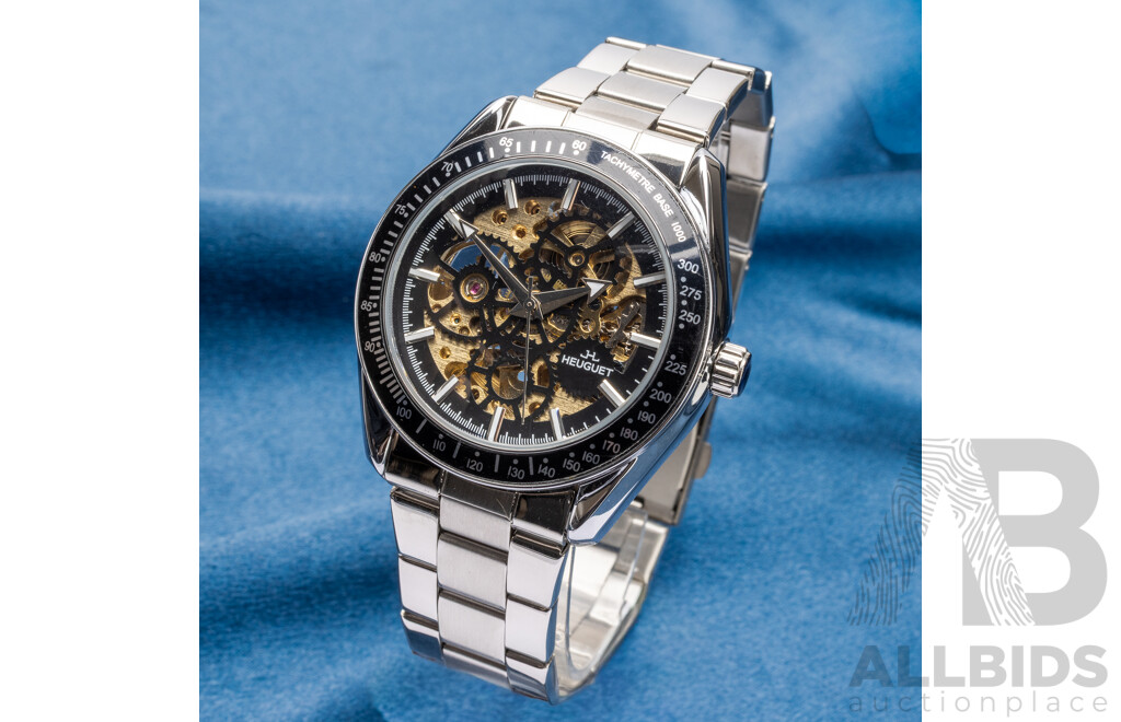Heuguet HEU101 Automatic Skeleton Mechanical Watch - Silver