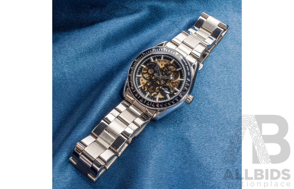 Heuguet HEU101 Automatic Skeleton Mechanical Watch - Silver