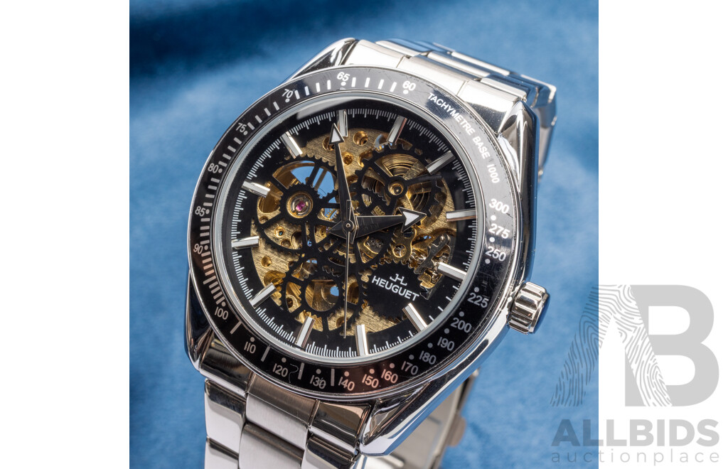 Heuguet HEU101 Automatic Skeleton Mechanical Watch - Silver