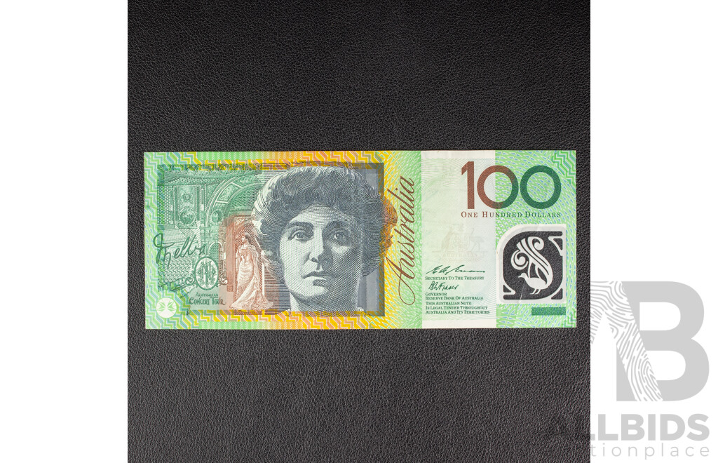 Australian 1996 One Hundred Dollar Note, Fraser/Evans R616T Test Note, AO 96802413