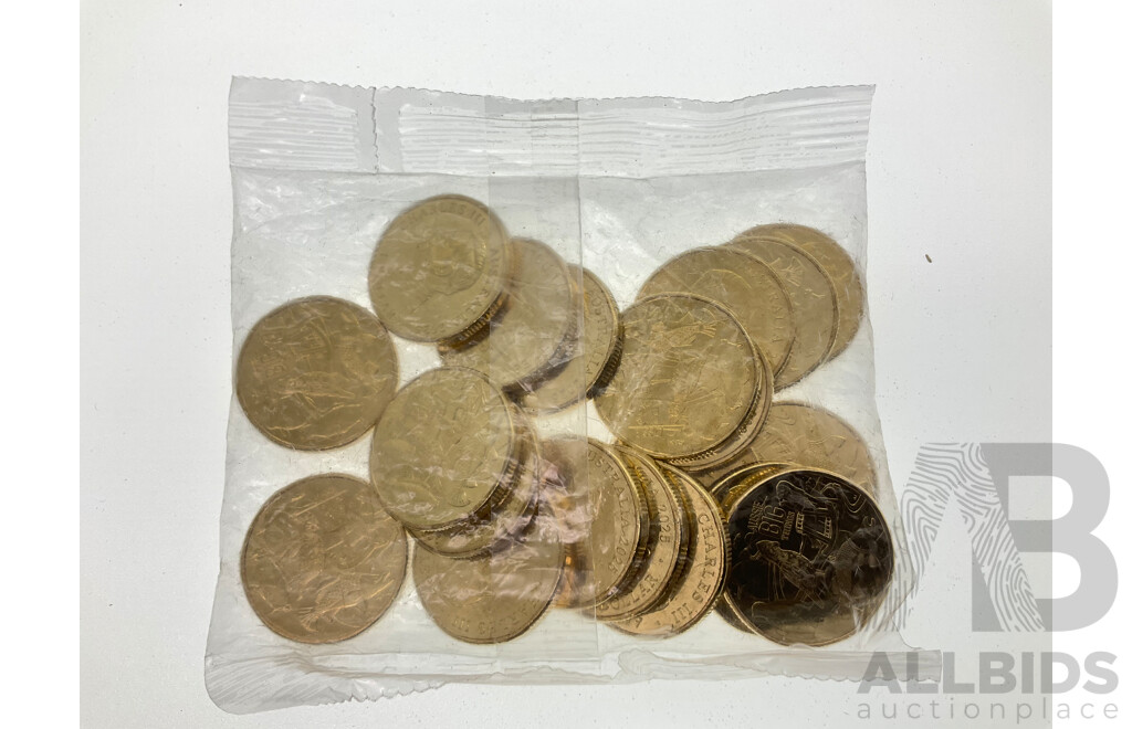 Twenty Australian 2025 UNC One Dollar Coins, Aussie Big Things Series Two