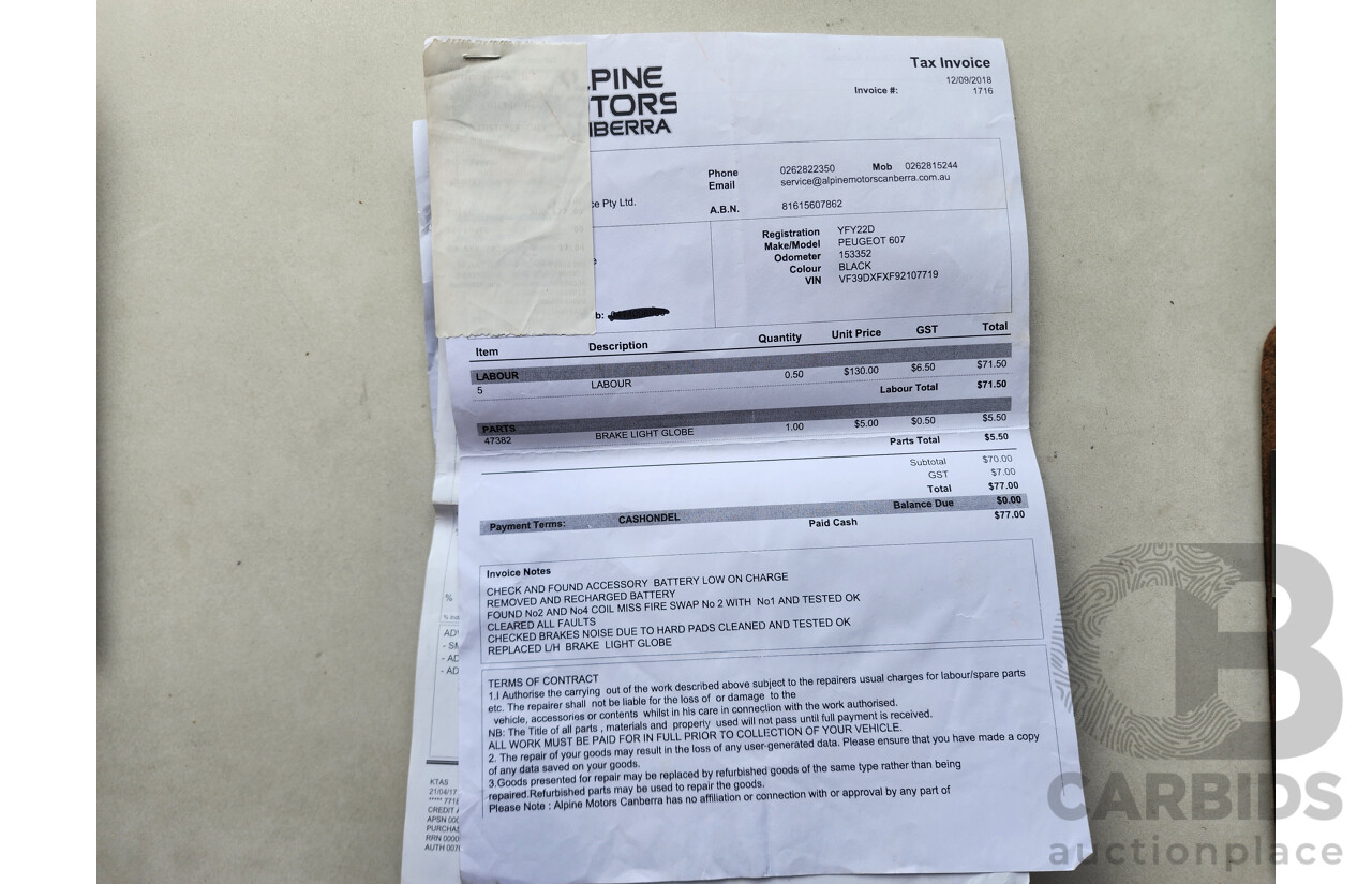 1/2005 Peugeot 607 4d Sedan Black 2.9L