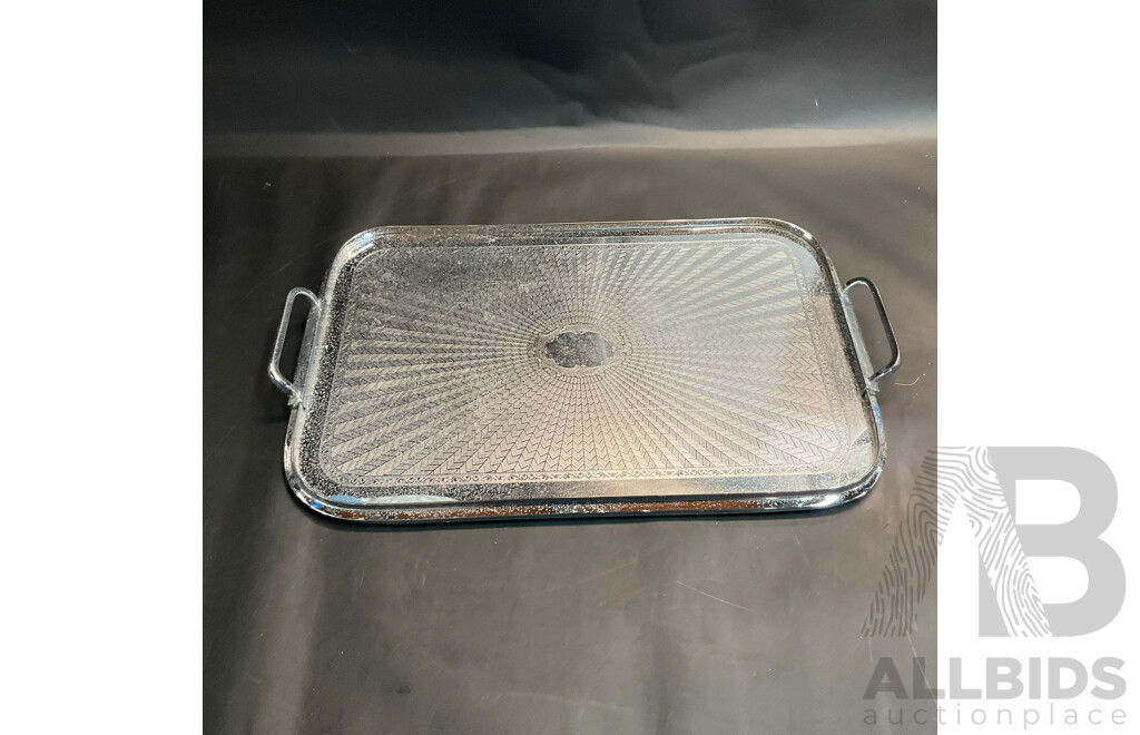 Vintage Collection - Ranleigh Stainless Serving Tray & Grosvenor Stainless Knives & Grosvenor Plate E.P.N.S A1 Forks and Spoons