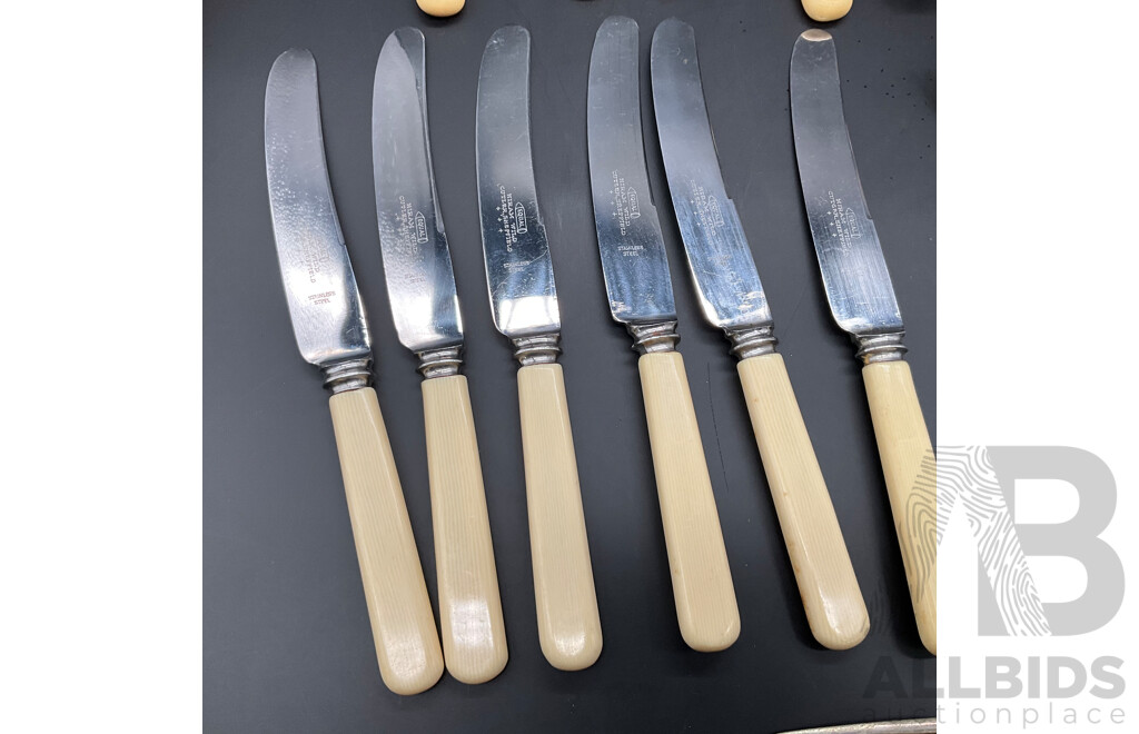 Vintage Rare Hiram Wild 'Equal' Bone Handle Knives and Assorted Vintage Cutlery