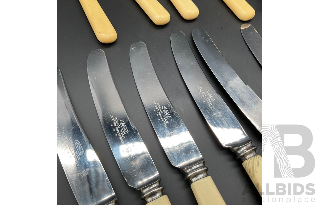 Vintage Rare Hiram Wild 'Equal' Bone Handle Knives and Assorted Vintage Cutlery