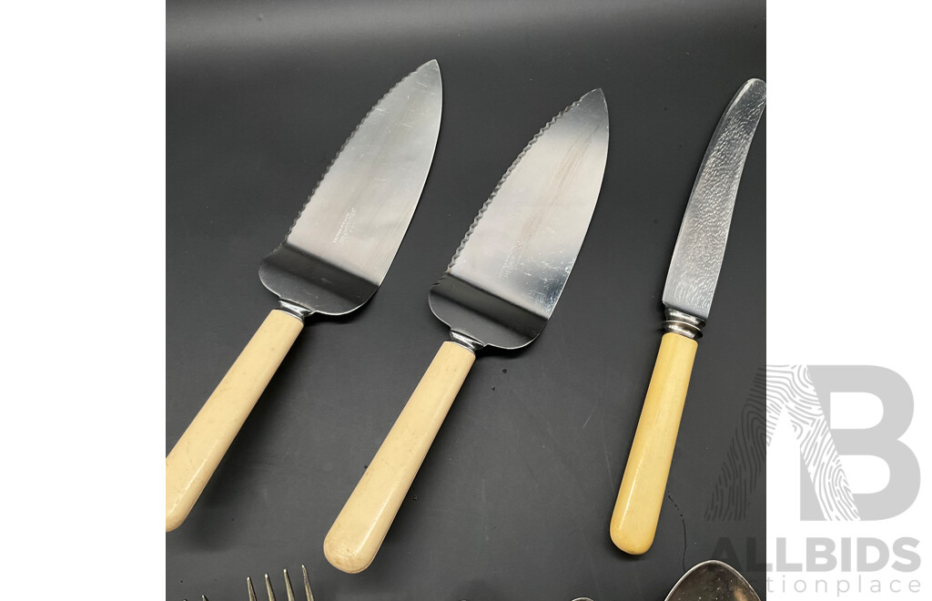 Vintage Rare Hiram Wild 'Equal' Bone Handle Knives and Assorted Vintage Cutlery