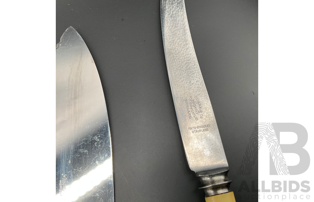 Vintage Rare Hiram Wild 'Equal' Bone Handle Knives and Assorted Vintage Cutlery