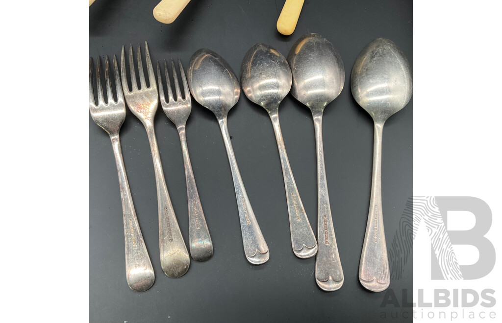 Vintage Rare Hiram Wild 'Equal' Bone Handle Knives and Assorted Vintage Cutlery