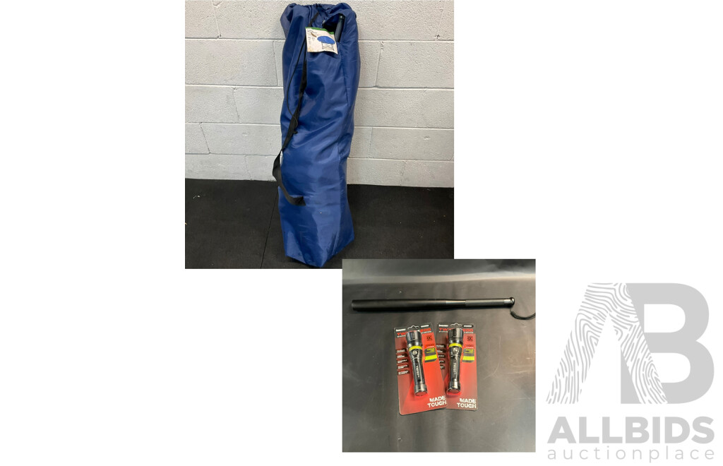 TWYSTZ200 Tough Flash Light X2 & 49cm Baseball Bat LED Flashlight & ANKO Folding Moon Chair