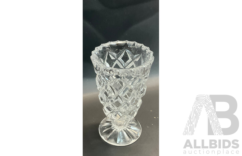 Vintage Anchor Hocking Pre-cut Glass Lazy Susan Set & Assorted Dressing Table Pieces and Vase