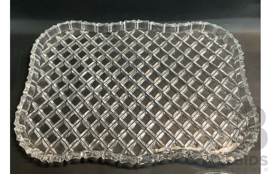 Vintage Anchor Hocking Pre-cut Glass Lazy Susan Set & Assorted Dressing Table Pieces and Vase