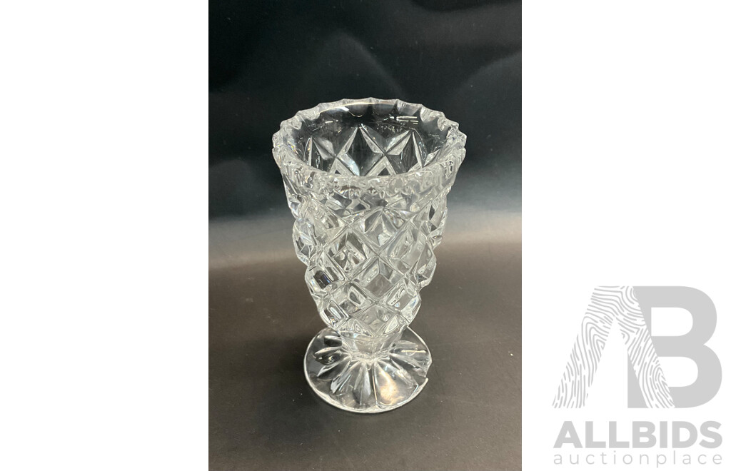 Vintage Anchor Hocking Pre-cut Glass Lazy Susan Set & Assorted Dressing Table Pieces and Vase